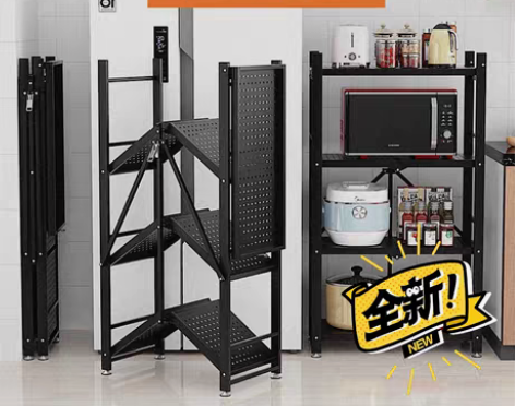包邮全新免安装厨房置物架可折叠微波炉烤箱收...