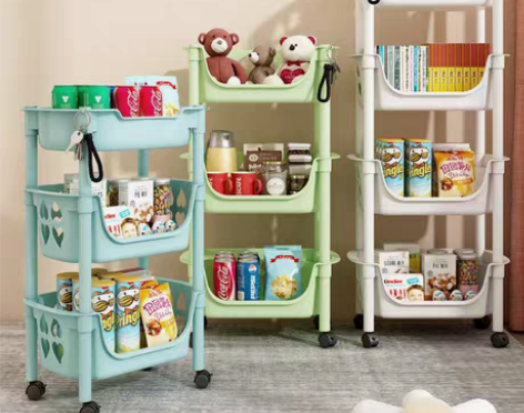 包邮【包邮】置物架移动书架收纳小推车落地带...