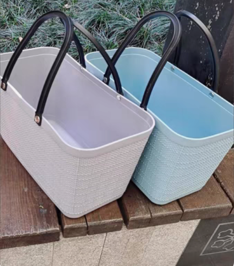 买菜篮子手提收纳篮超市购物篮时尚环保塑料提...