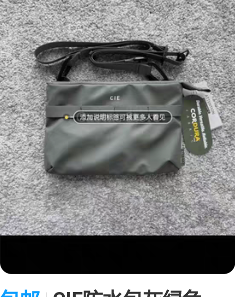 包邮CIE防水包灰绿色，可挂可背可内胆可掏...