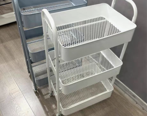 宜家同款ins可折叠置物架小推车免安装置物...