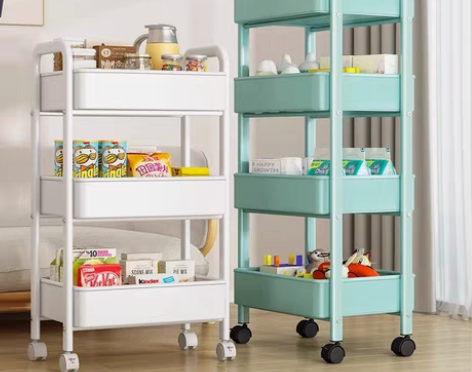 包邮宜家同款ins可折叠置物架小推车 免安...