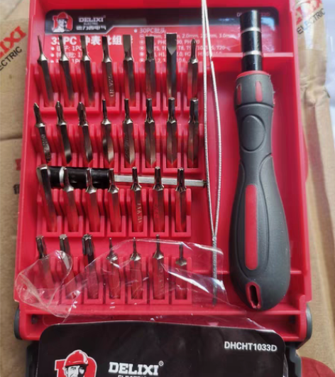 包邮德力西33件套钟表批带加长杆螺丝刀套装...