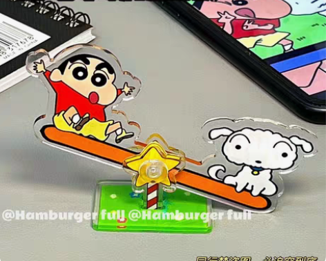 包邮饱饱原创蜡笔小新跷跷板卡通创意亚克力桌...