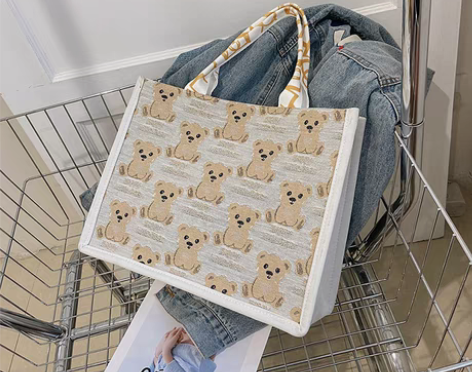 转卖大容量帆布包卡通小熊单肩包2022新款...