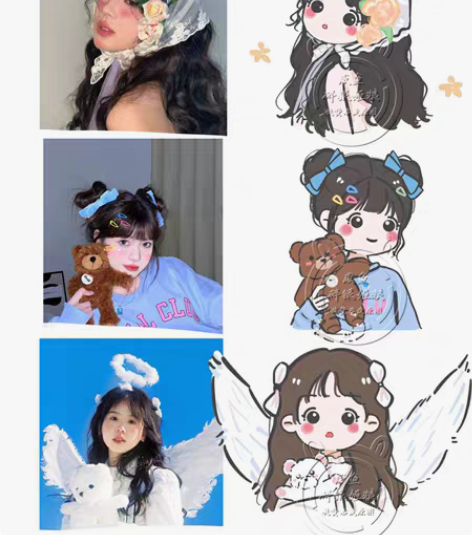 包邮【拍一赠一～当天出图～】q版手绘头像定...