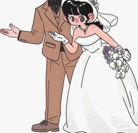 包邮Q版手绘婚纱照婚礼头像人形立牌卡通情侣...