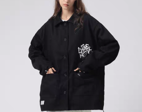 包邮ZUOBEIKA国潮牌黑色工装外套女牛...