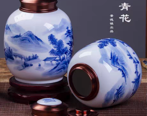 转卖手绘陶瓷茶叶罐景德镇精品茶罐半斤装家用...