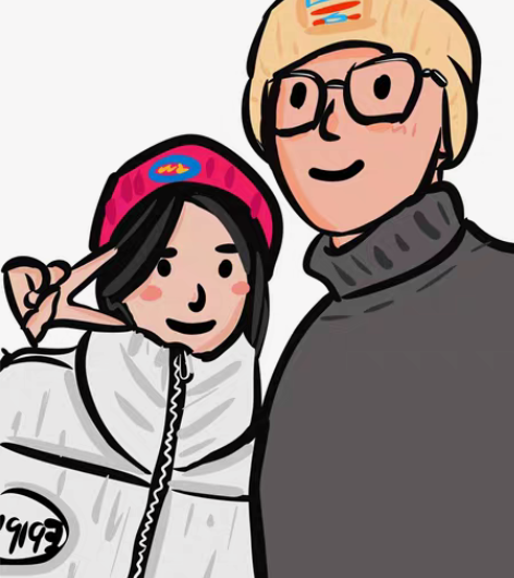 Q版豆豆眼手绘头像ins定制情侣头像真人照...