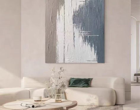 包邮纯手绘油画现代简约迷雾踪影抽象画客厅背...