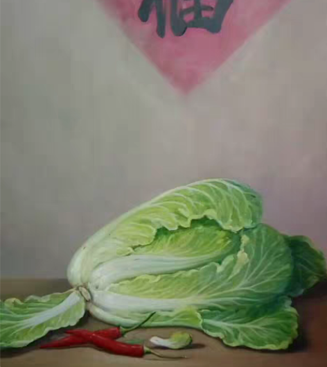 百财（白菜）刚画好的白菜(寓意:百财)，居...
