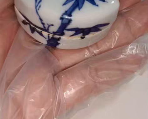 包邮纯国外带回孤品纯手作手绘青花·虎纽·竹...