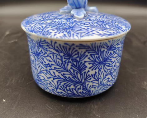 包邮深川製茶入 香盒 青花手绘 南瓜雕刻工...