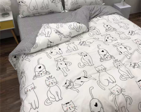 转卖ins手绘风可爱猫咪被套被单1.2学生...