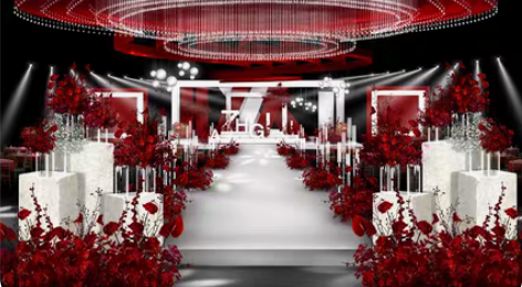 包邮【自动发货】简约红白秀场风婚礼效果图 ...