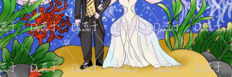 包邮婚礼手绘请柬/满月手绘请柬#公主婚纱 ...