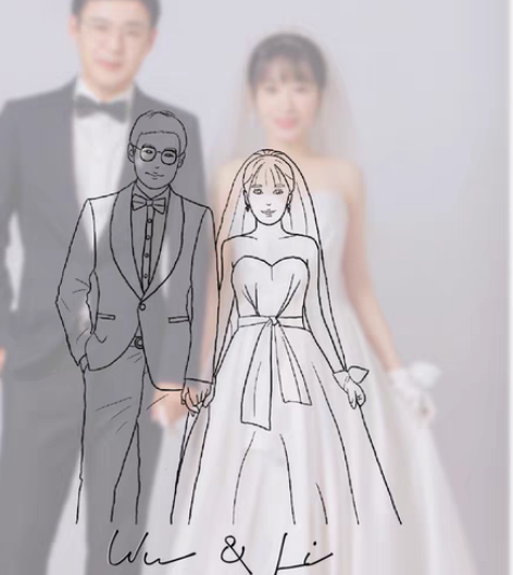 简笔画，可用来定制手机壳，婚礼贴纸，婚礼请...