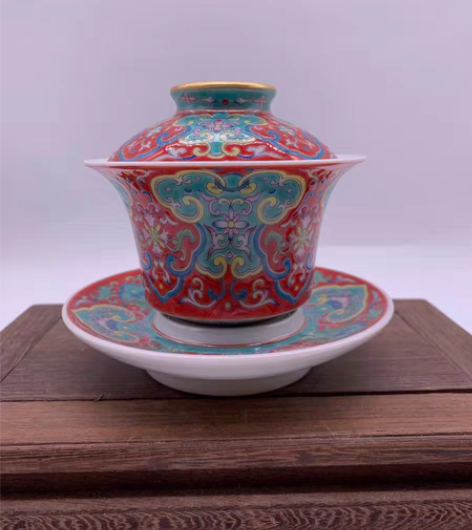 包邮景德镇老厂货瓷器，80年代重工粉彩手绘...