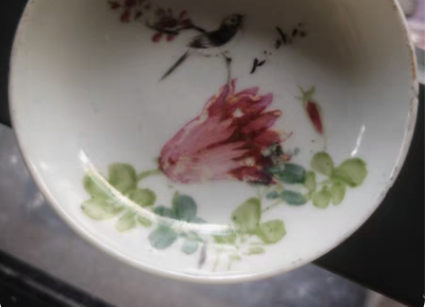 包邮清代～大名家:丁义兴款粉彩花鸟盘！全品...