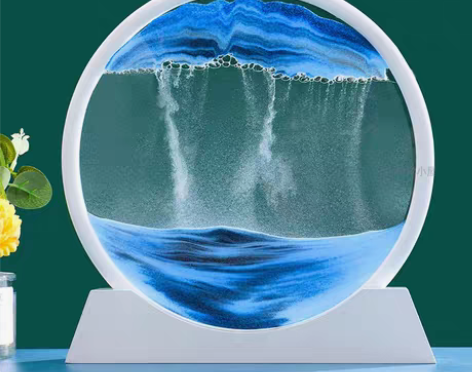 转卖创意圆形3d立体山水流沙画沙漏摆件简约...