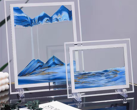 闲置 急出 轻奢3D流沙画摆件创意沙漏圆形...
