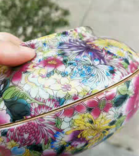 包邮老粉盒万花瓷 二十多年前收到的保存完好...