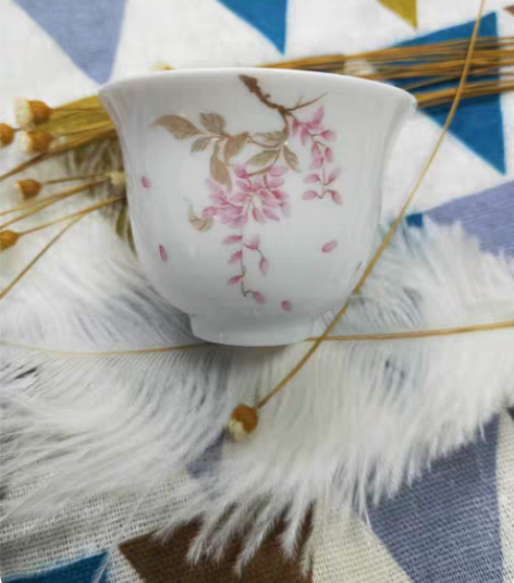 包邮茶具手绘紫藤花品茗杯 景德镇陶...