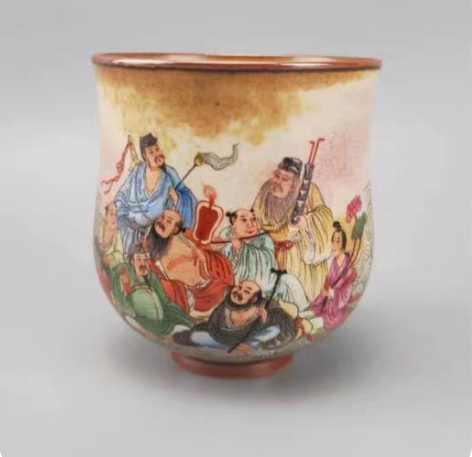 等于堂柴烧精工珐琅彩【八仙过海】 珐琅彩是...