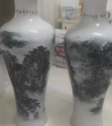 景德镇陶瓷器手绘山水落地大花瓶装饰摆件客厅...