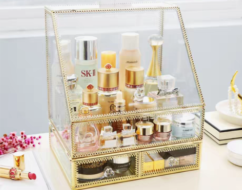 转卖【仅自提】欧式复古玻璃化妆品收纳盒梳妆...