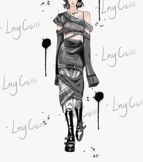 服装手绘效果图 马克笔  procreat...