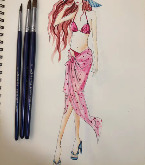 手绘服装效果图 颜料/彩铅/马克笔 A4/...