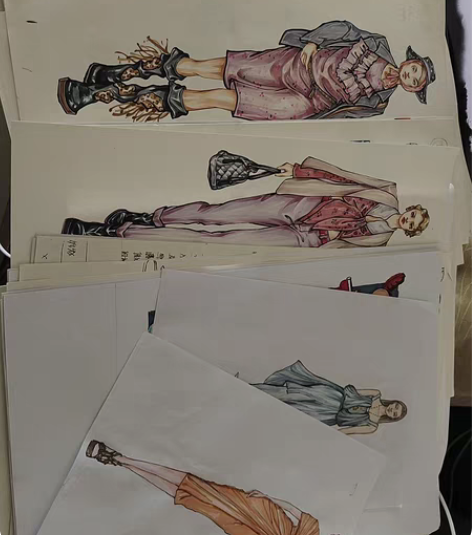 服装效果图手绘代画，秀场照片转手绘效果图 ...