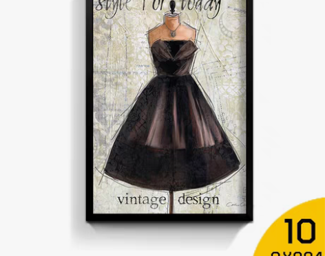 转卖服装店手绘风装饰画时尚女装店鞋包店铺背...