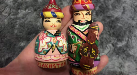 哈萨克斯坦冰箱贴 木质手绘，哈萨克斯坦民族...