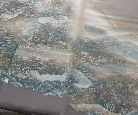 包邮正绢和服  苏州刺绣 风景纹样 全刺绣...