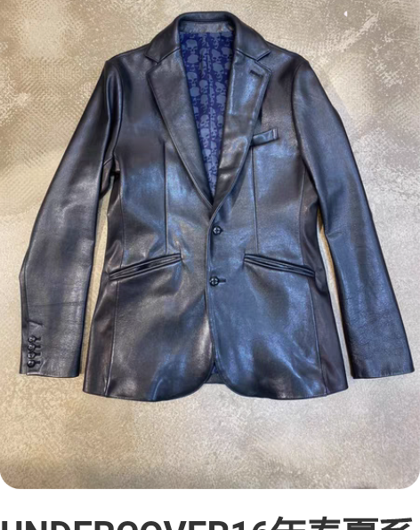 UNDERCOVER16年春夏系列黑色皮衣...