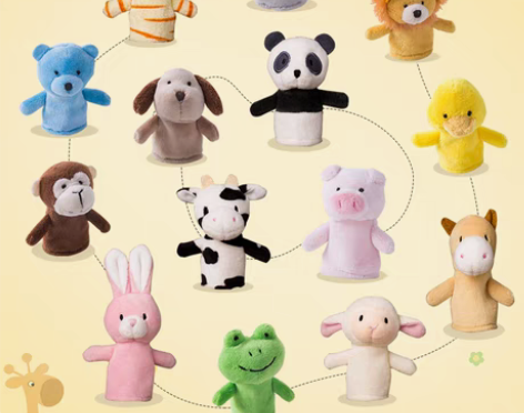 转卖动物手指指偶玩具兔子羊猫咪狮子大象熊鸭...