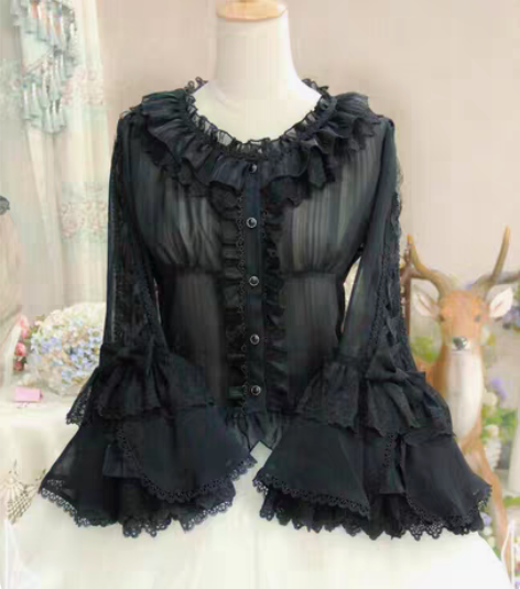 包邮#出物# 长耳朵与尖耳朵 姬袖 黑色 ...
