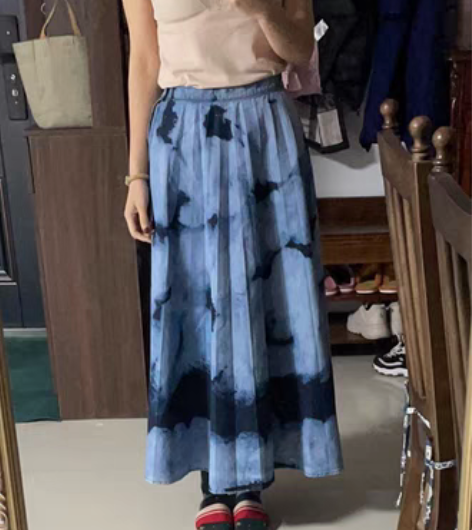 包邮牛仔扎染大摆裙，不易褶皱，十分好看，1...