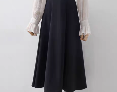 转卖职业简约黑色毛呢西装裙女高腰显瘦垂感通...