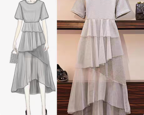 包邮遮肚子显瘦连衣裙中长款宽松蛋糕裙女装2...