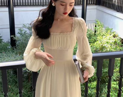 转卖【寄信】《垂丝茉莉》法式复古公主风方领...