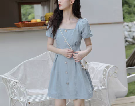 转卖2020新款夏小个子温柔风气质收腰显瘦...