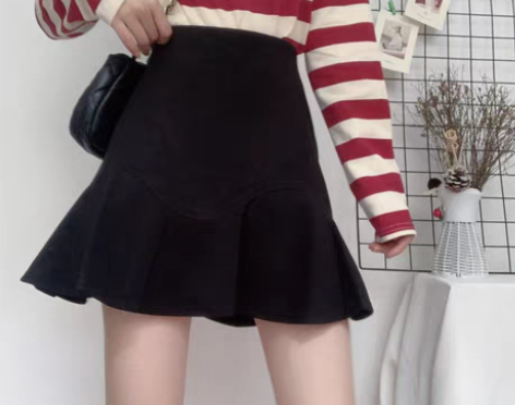 转卖大码小黑裙遮胯半身裙a字裙秋冬女高腰遮...