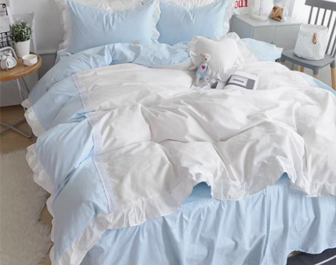 转卖韩版公主风全棉床裙四件套纯棉被罩1.8...