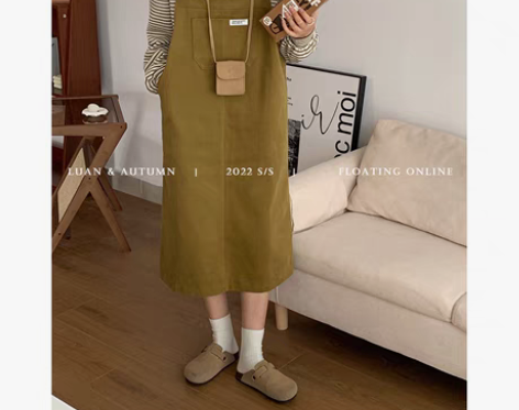 转卖Luna乔绿色背带裙工装2022新款韩...