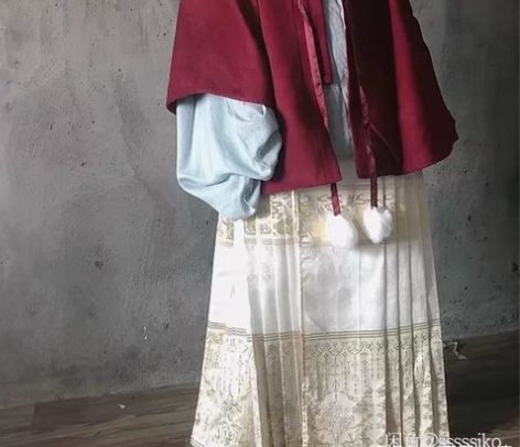 谦修馆毛茸茸，酒红色短款 没兜的那版，xs...