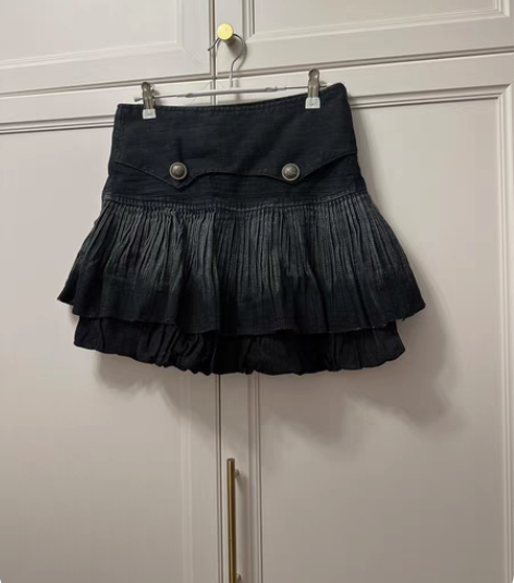 y2k千禧辣妹风牛仔花苞裙半身裙 腰围70...